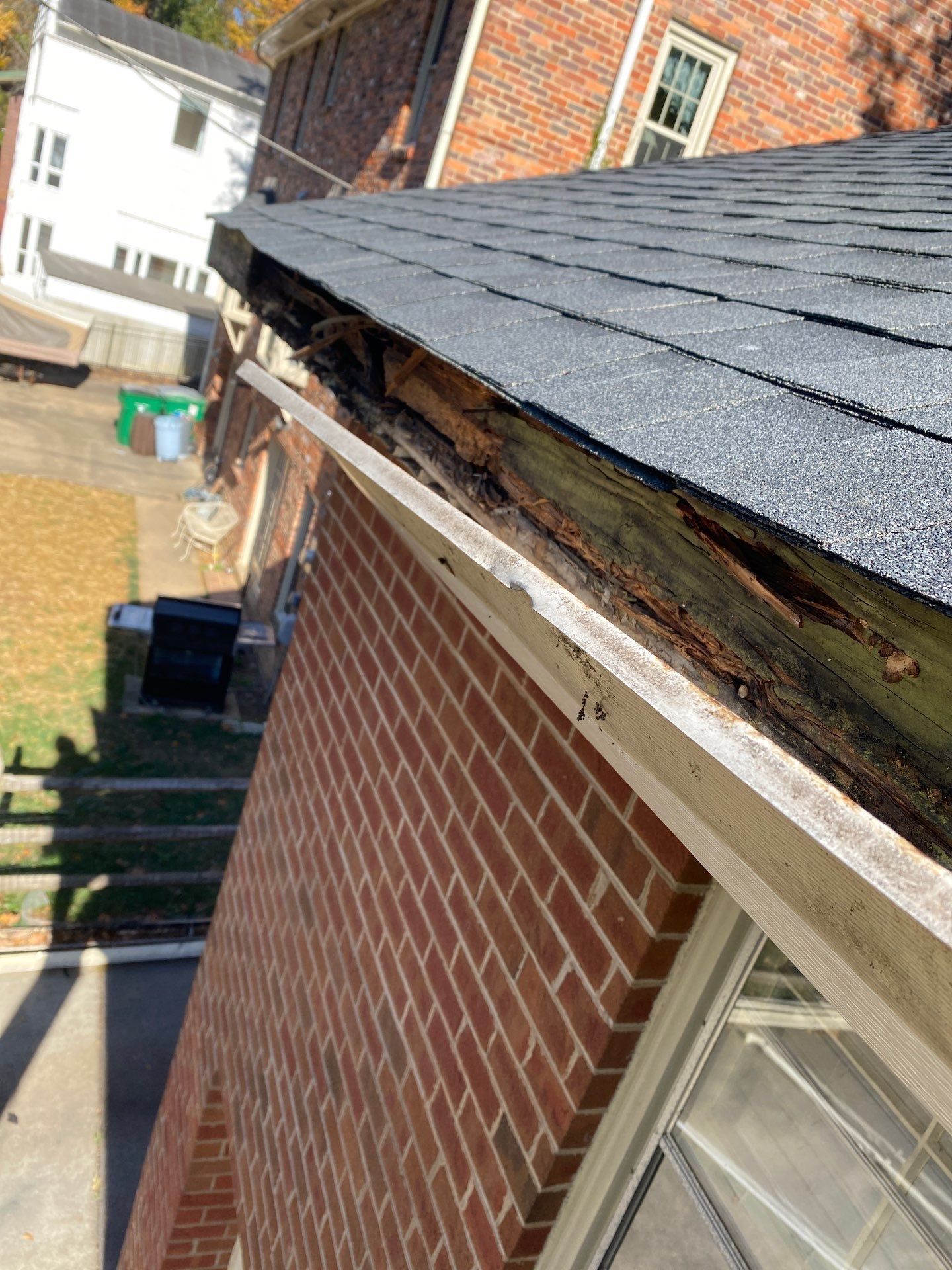 Damaged, sagging gutters on a home