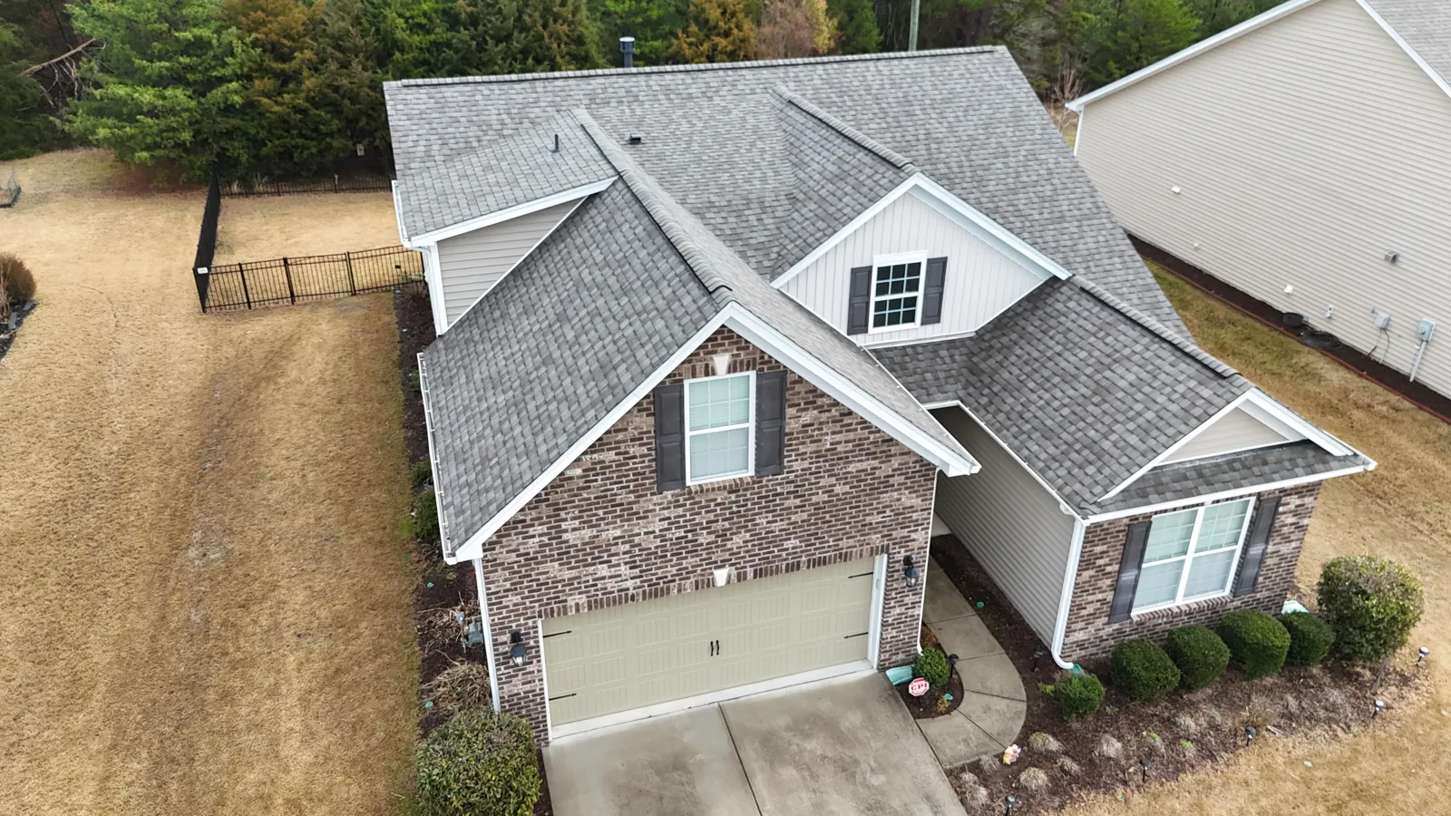 Lake wylie SC new shingle roof front aerial