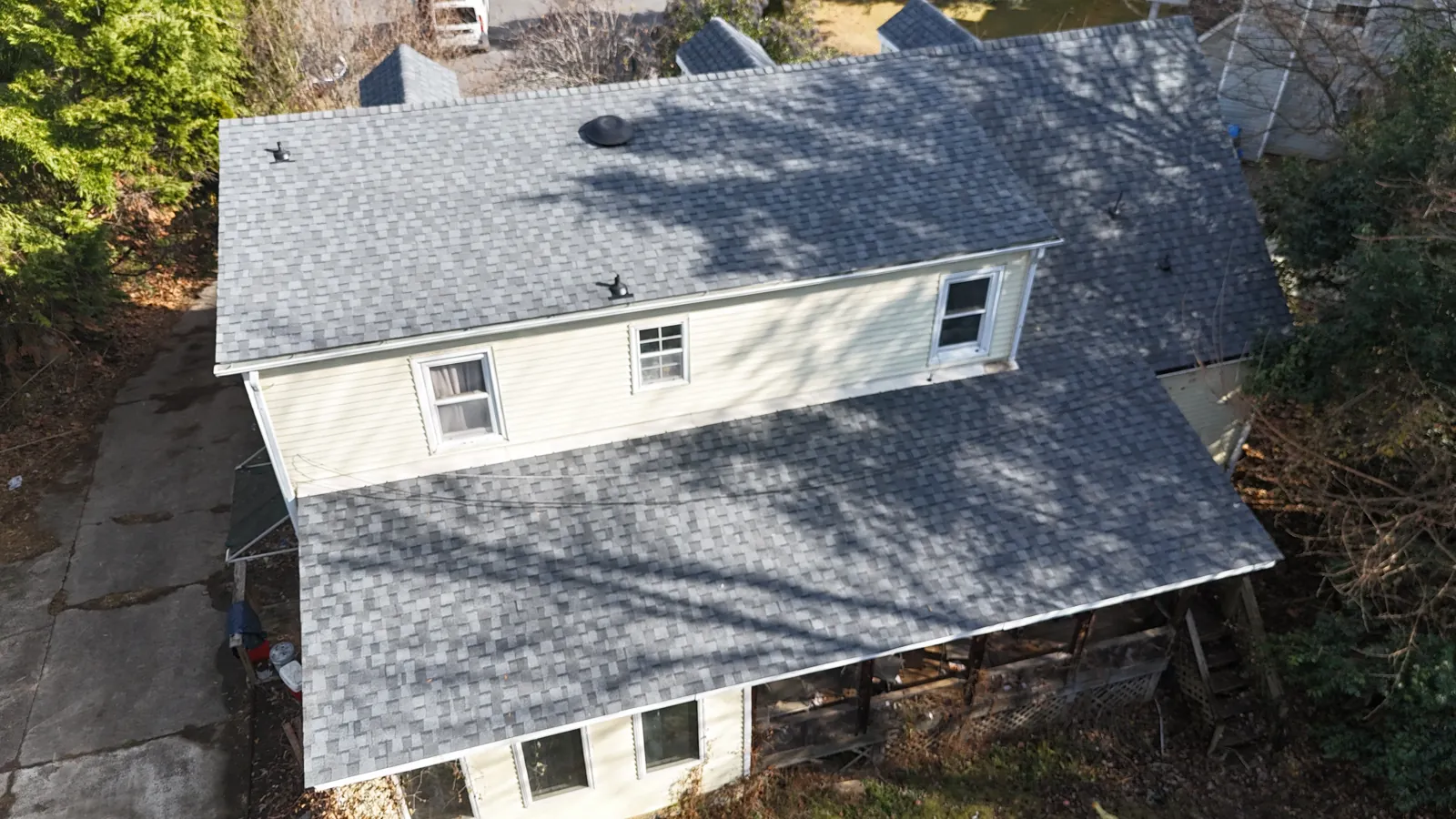 South charlotte NC new gray shingle roof aerial