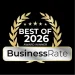 BusinessRate Best of 2026 Award Winner badge with gold laurel leaves and five stars.